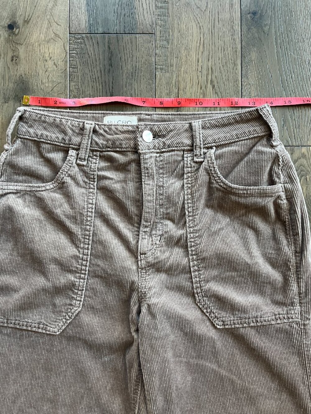Pilcro Rylan Corduroy High Rise Flare Jeans Warm Grey Brown Size 28 - Picture 7 of 8